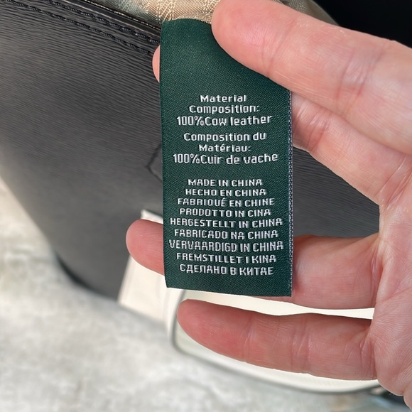 Slightly used, auth  RALPH LAUREN color blocking 100% Cow Leather Tote Bag - Picture 12 of 14